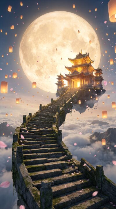 Moon Temple Stairway Wallpaper